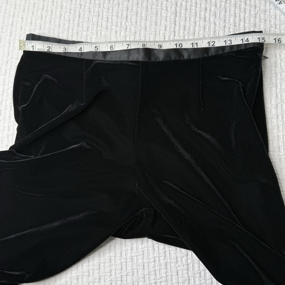 JS Collections Women's Sz 8 Black Velvet Wide Leg Pants Side Zip Edgy Grunge - Picture 8 of 11